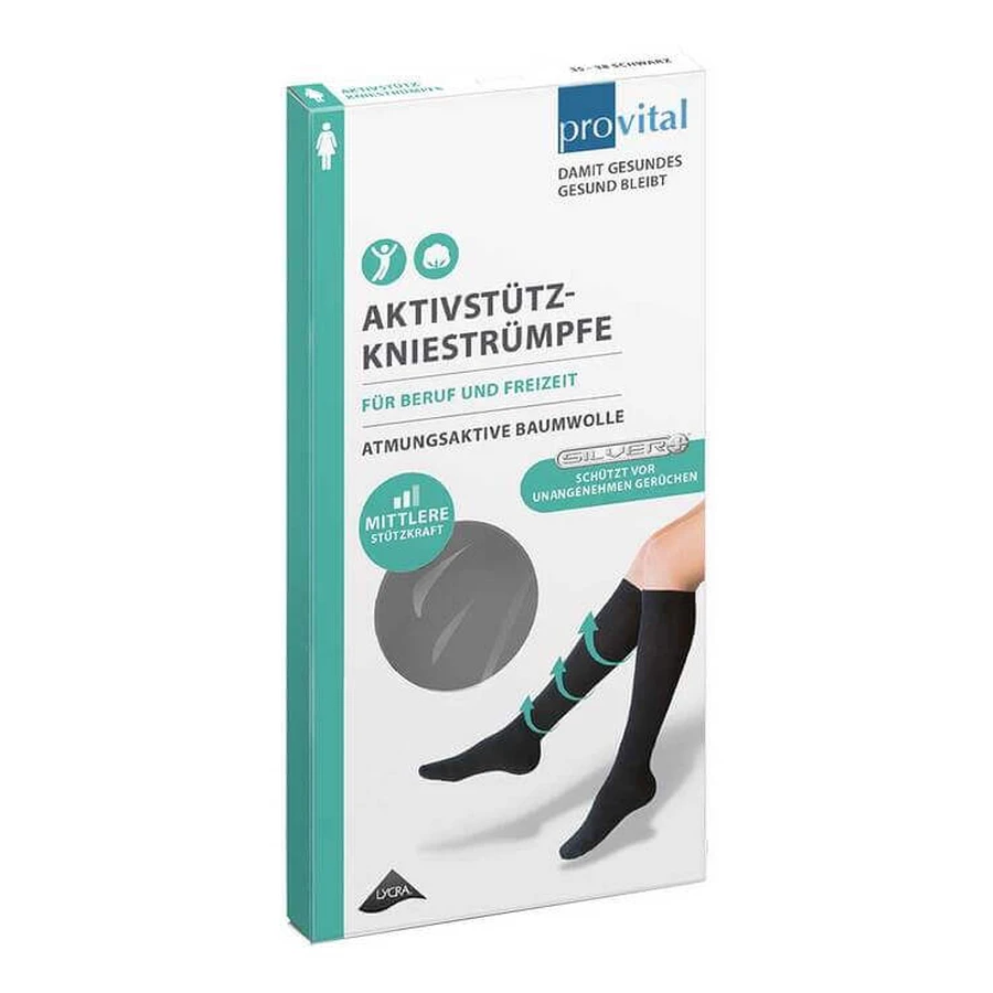 Provital Active Support Knee-High Socks for Women, Sizes 39–42, Light Gray, 2 pairs, while supplies last
