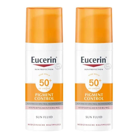 Eucerin Sun Fluid Pigment Control SPF 50+, 2 x 50 ml, crème