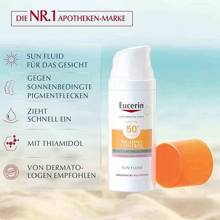 Eucerin Sun Fluid Pigment Control SPF 50+, 2 x 50 ml, crème