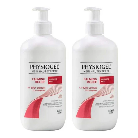 Lotion corporelle Physiogel Calming Relief A.I. pour peaux irritées, lot de 2 flacons de 400 ml