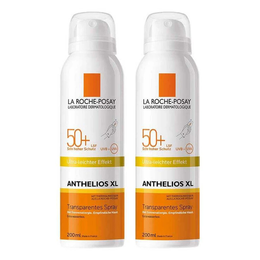 La Roche-Posay Anthelios XL SPF 50+ Spray transparente, 2 envases de 200 ml