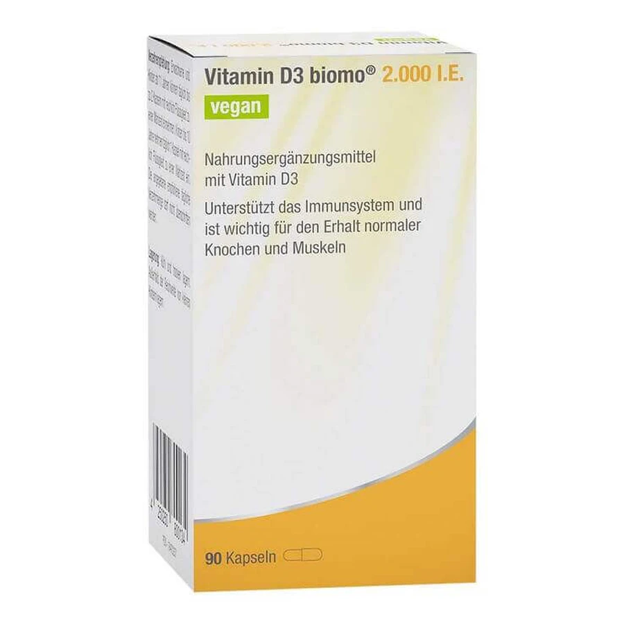 Vitamine D3 Biomo 2 000 UI, gélules végétaliennes, 90 gélules