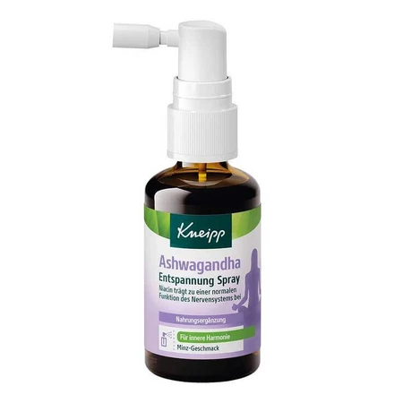 Spray relajante de ashwagandha de Kneipp, frasco con pulverizador de 30 ml