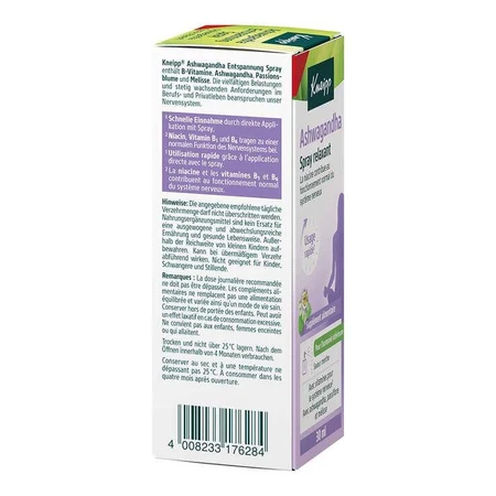 Spray relajante de ashwagandha de Kneipp, frasco con pulverizador de 30 ml