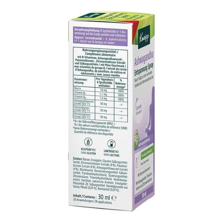 Spray relajante de ashwagandha de Kneipp, frasco con pulverizador de 30 ml