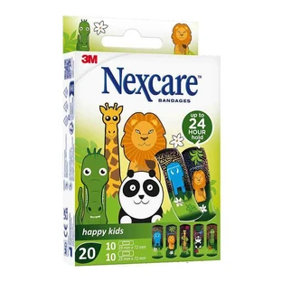 Nexcare Happy Kids Animal-Printed Band-Aid Strips, 2 Sizes, 20 Band-Aids