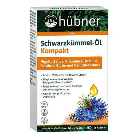 Hübner Black Cumin Oil Compact Capsules, 30 capsules