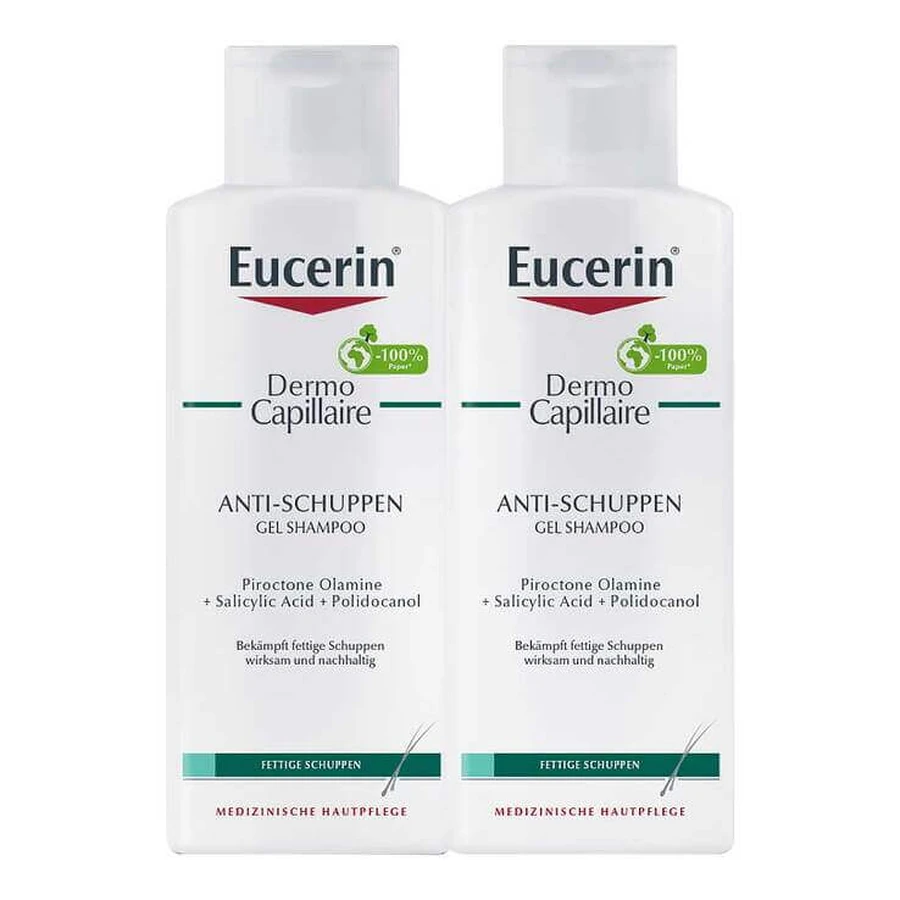 Eucerin Dermocapillaire Anti-Dandruff Gel Shampoo, 2 x 250 ml Shampoo