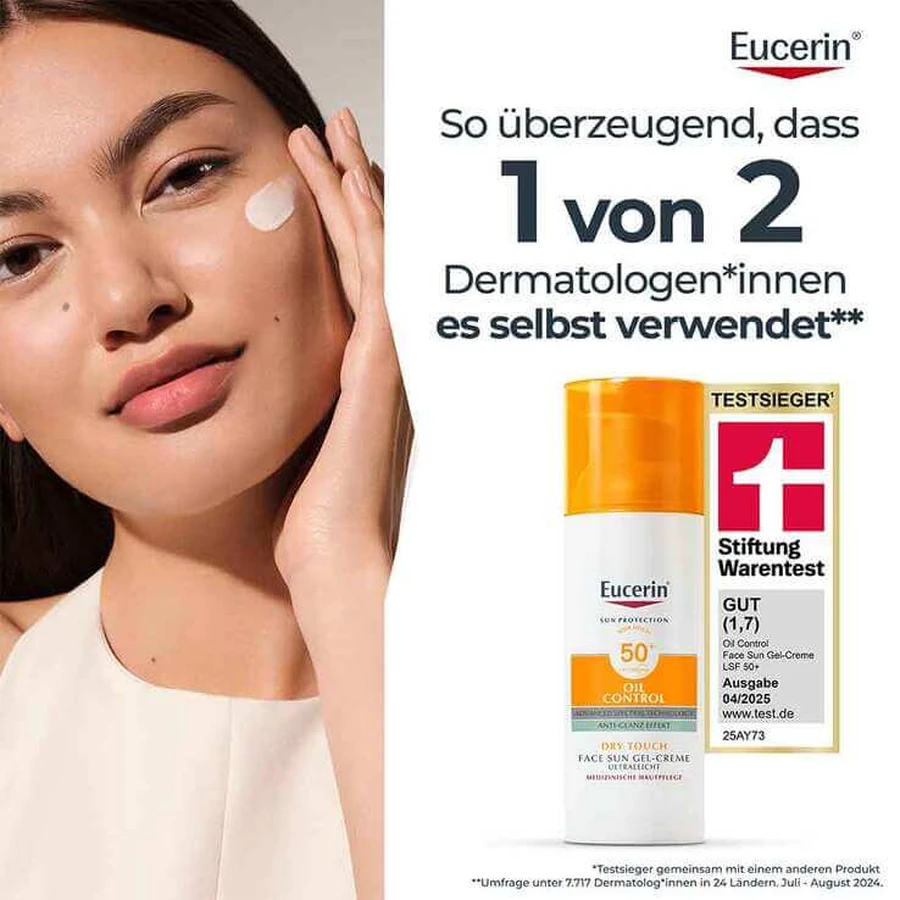 Eucerin Sun Gel-Cream Oil Control SPF 50+, 2x50 ml cream