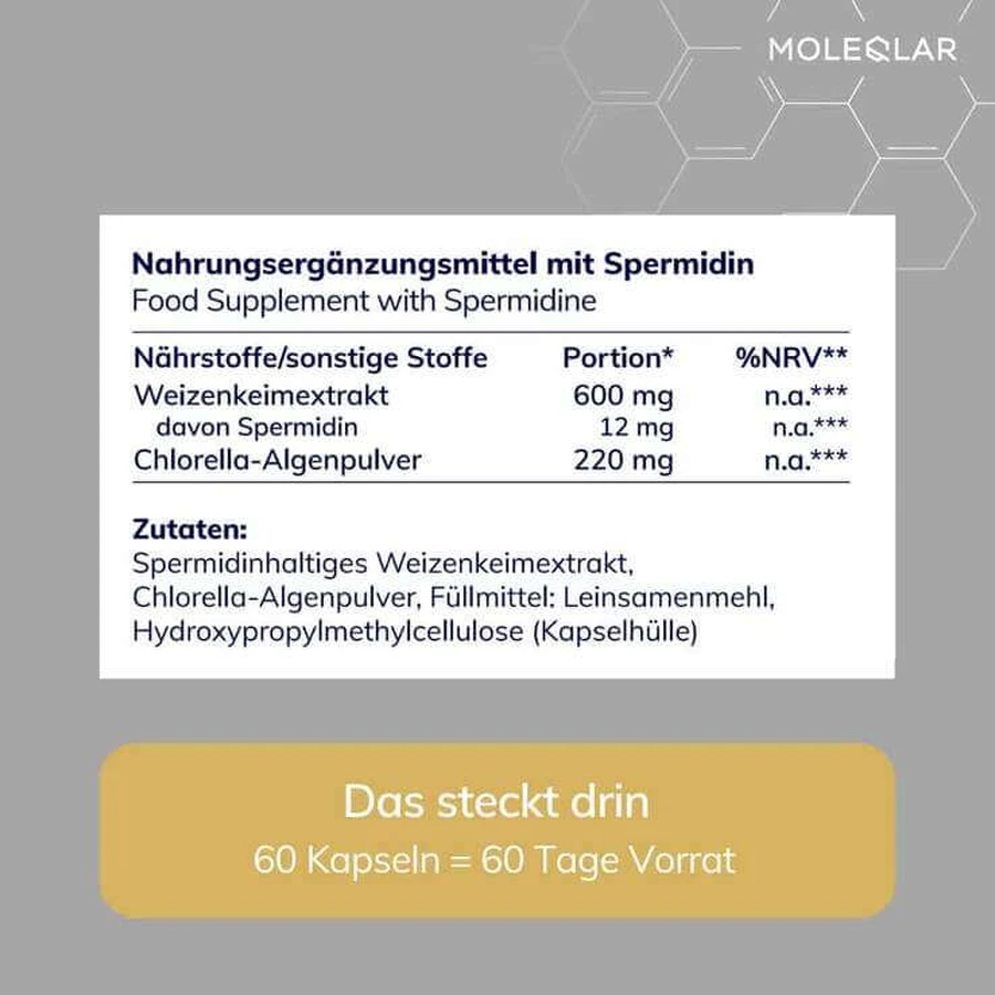 Moleqlar Longevity Spermidin pro Kapseln, 60 St Kapseln