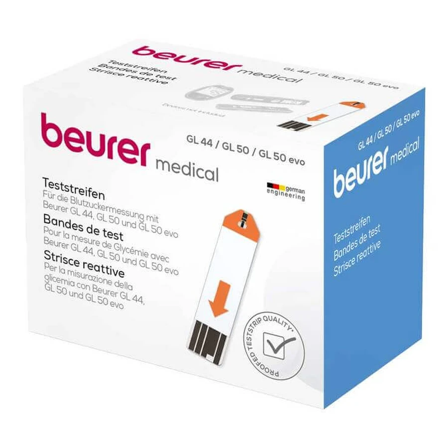 Tiras reactivas para medir la glucosa en sangre Beurer GL44, GL50, GL50 evo, 2 paquetes de 100 tiras reactivas