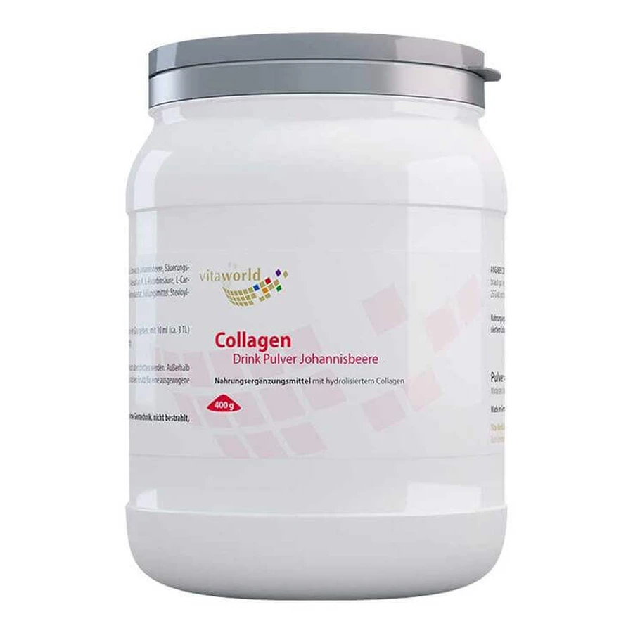 Bebida de colágeno en polvo, grosella roja, 400 g de polvo