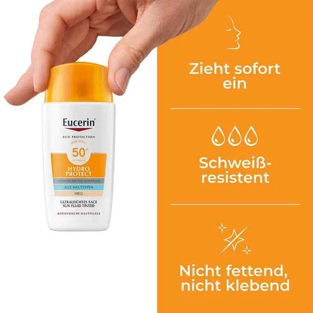 Eucerin Sun Fluid Hydro Protect Face hell LSF 50 +, 2x50 ml Creme