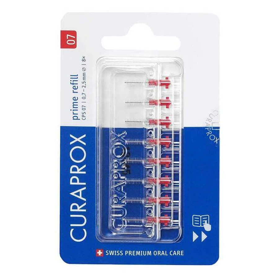 Recambio de cepillos interdentales Curaprox CPS 07 prime, paquete de 2 x 8 unidades