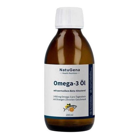 Omega-3 NAT. Huile de poisson 2 450 mg, saveur orange-citron, 200 ml d'huile