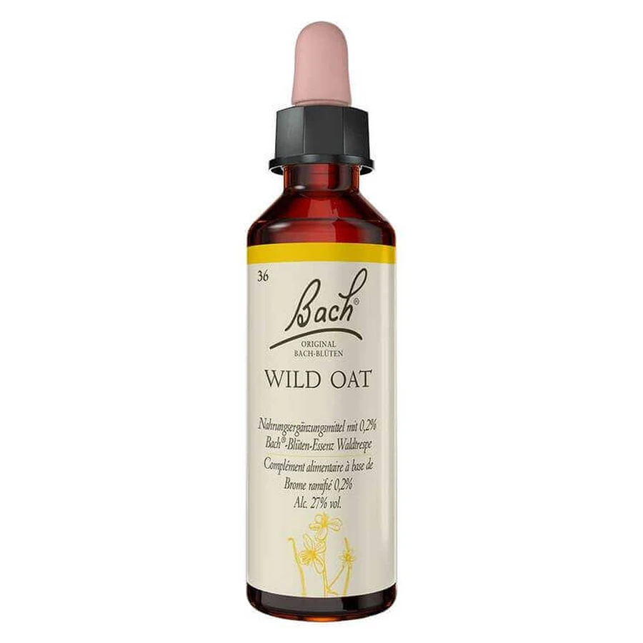 Fleurs de Bach n° 36 « Wild Oat » (Avoine sauvage), flacon de 20 ml