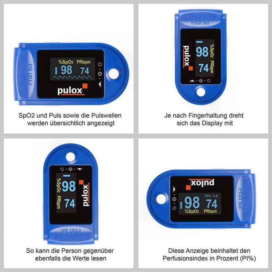 Pulox PO-200 Pulse Oximeter, blue, 1 unit, as is