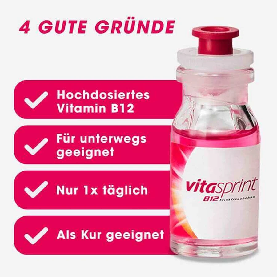 vitasprint B12 Drink Vials with Vitamin B12 for More Energy, 34 Drink Vials