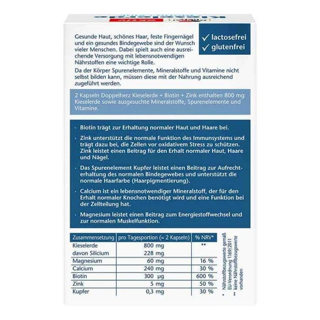 Doppelherz Silica + Biotine + Zink-capsules, 60 capsules