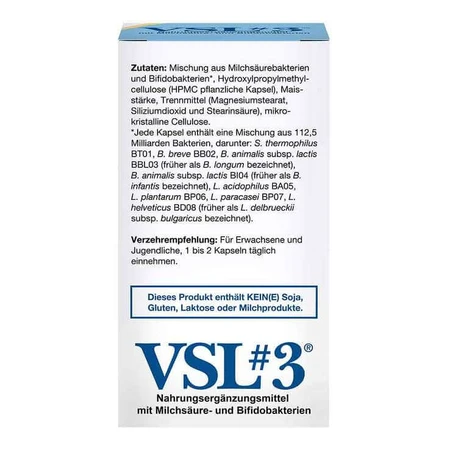 VSL3 : gélules à forte dose d'acide lactique et de bifidobactéries, 60 gélules