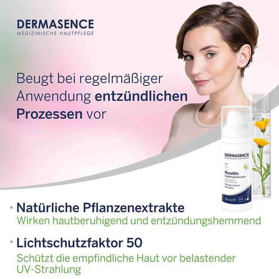 Dermasence Rosamin Crema de día SPF 50, emulsión, 2 x 50 ml, emulsión