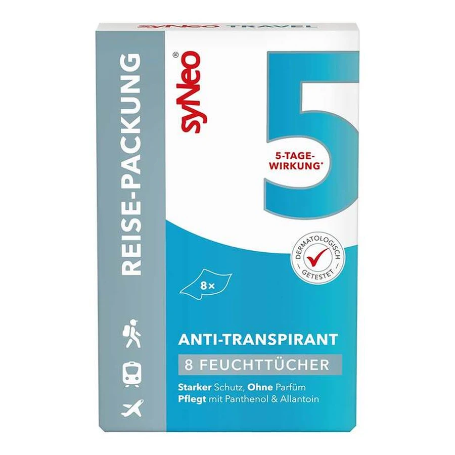 syNeo 5 Antitranspirant – pachet de călătorie cu șervețele unisex, 8 șervețele a câte 2,5 ml