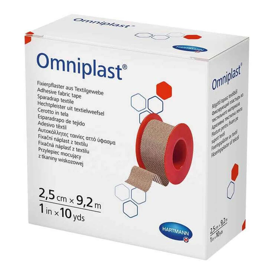 Omniplast-pleister, geweven stof, 2,5 cm x 9,2 m, 1 pleister