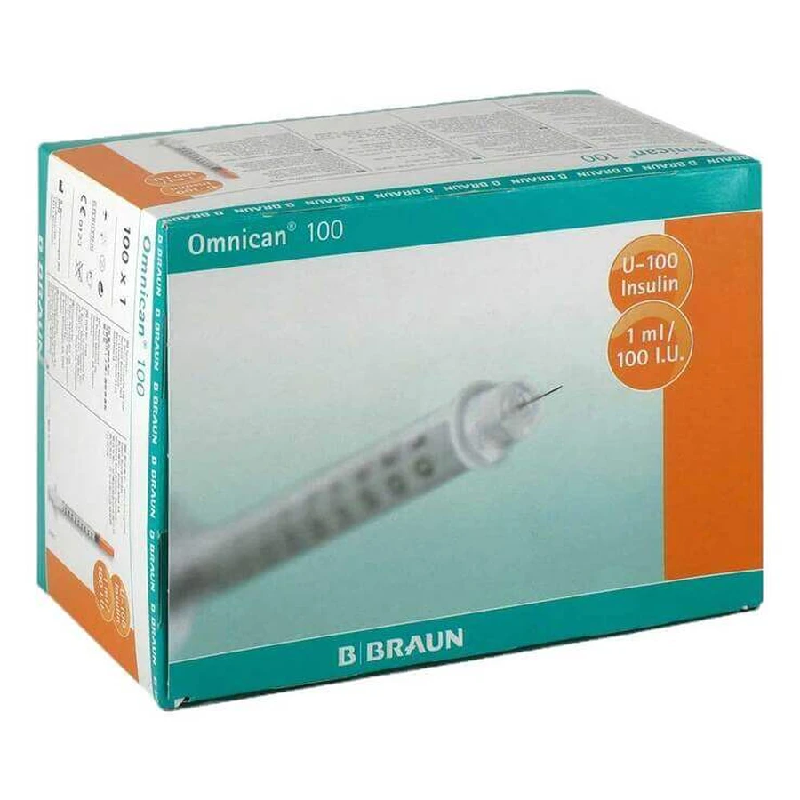 Omnican 100 1 ml Insulin Syringe U-100 0.30 x 12 mm, 100 x 1 syringe