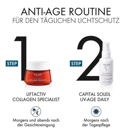 Vichy Capital Soleil UV-Age getinte zonnebrandcrème SPF 50+, 2 x 40 ml vloeibaar