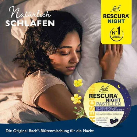 Bach Flower Original Rescura Night-zuigtabletten met zwarte bessen, 50 g zuigtabletten