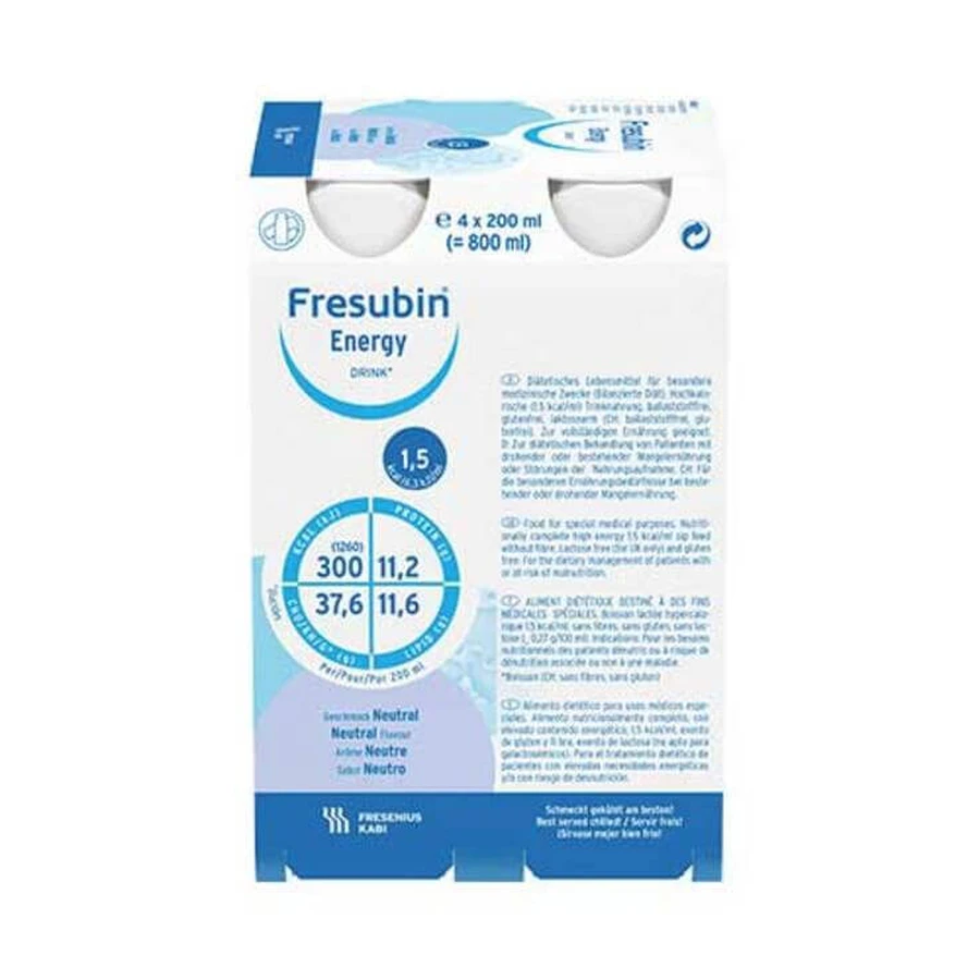 Fresubin Energy Drink neutrale waterfles, 6 x 4 x 200 ml vloeistof