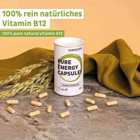 Fairnatural : Vitamine B12 haute concentration + gélules végétaliennes, 90 gélules