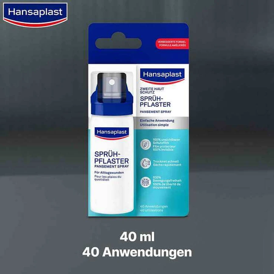 Hansaplast Second Skin Protective Spray Bandage, 2 x 40 ml spray bottles