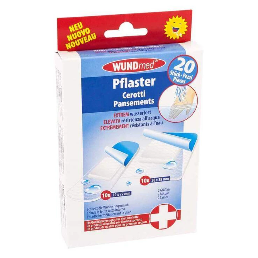 Extremely Waterproof Band-Aids, 2 Sizes, 20 Band-Aids