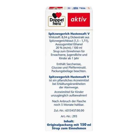 Doppelherz Spitzwegerich Hustensaft V, 150 ml Saft