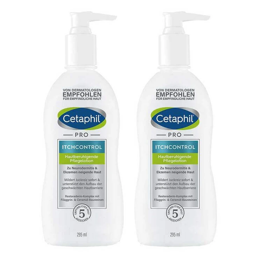 Lotion hydratante apaisante Cetaphil Pro Itch Control, 2 x 295 ml