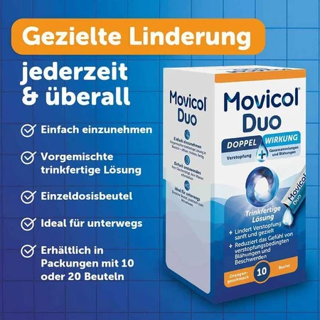 Movicol Duo Ready-to-Drink Solution in Sachets, 10 Sachets Oral Solution