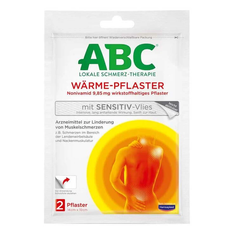 Cerotti riscaldanti ABC, tessuto non tessuto per pelli sensibili, Hansaplast Med, 2 cerotti