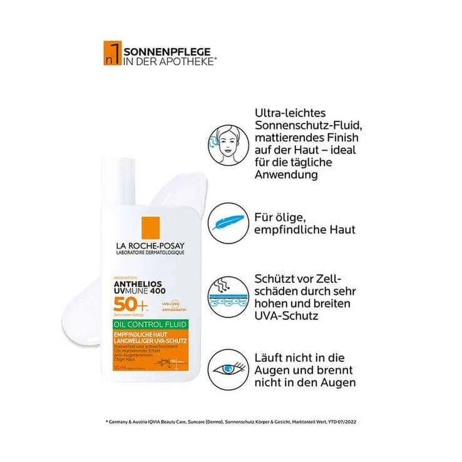La Roche-Posay Anthelios Oil Control Fluid Uvmune 400, 2 x 50 ml vloeistof