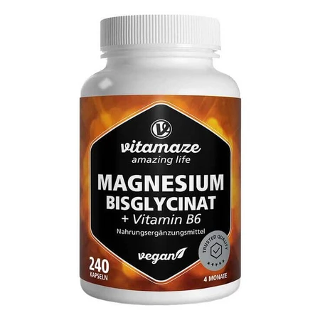 Cápsulas de bisglicinato de magnesio + vitamina B6, 240 cápsulas