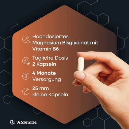 Cápsulas de bisglicinato de magnesio + vitamina B6, 240 cápsulas