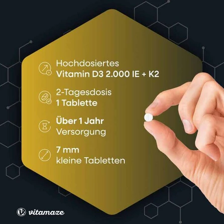 Vitamin D3 K2 2000 IU / 100 µg High-Potency Tablets, 240 Tablets