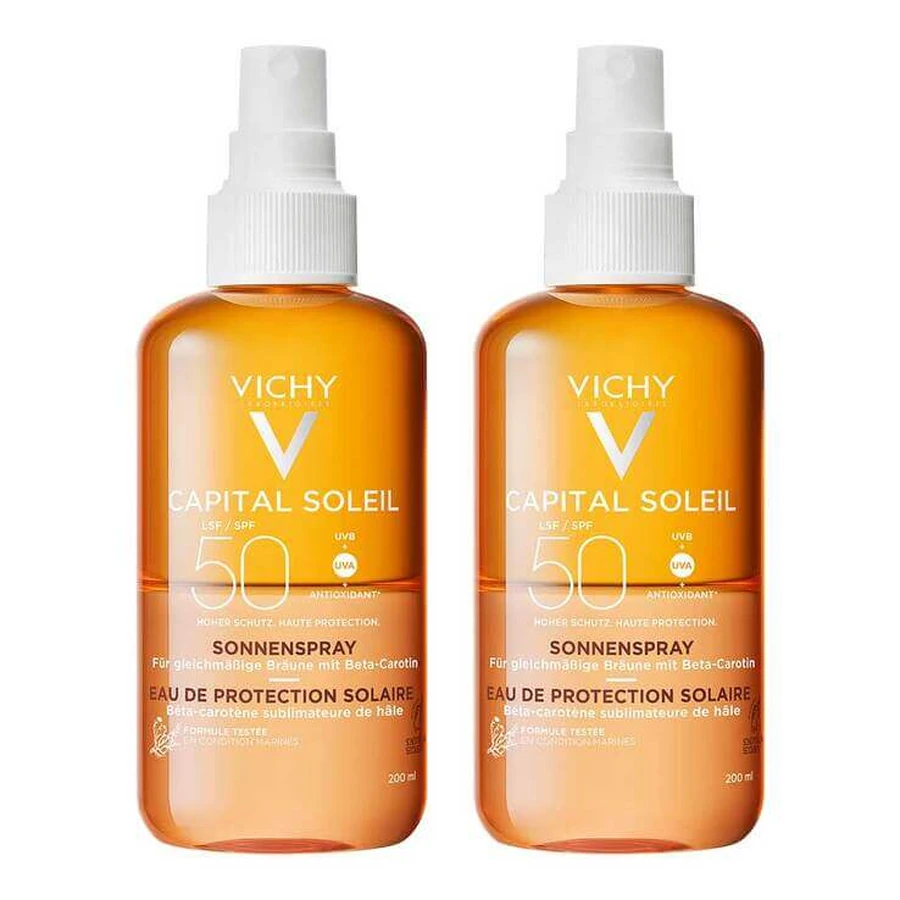 Vichy Capital Soleil Zonnenspray, Bruiningsspray, SPF 50, 2x200 ml spray