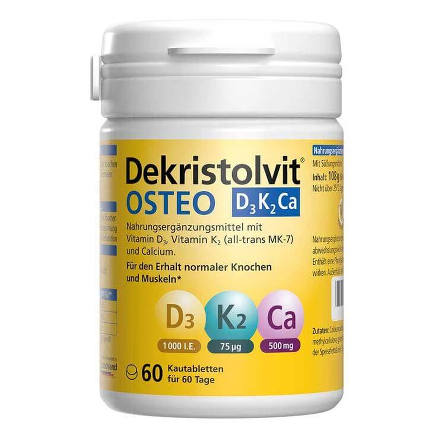 Dekristolvit Osteo D3K2Ca, comprimidos masticables, 60 comprimidos masticables