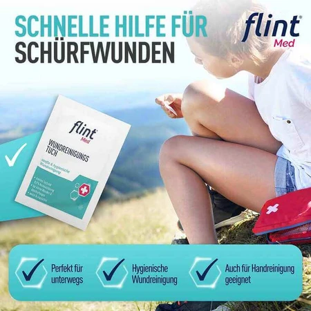 Lingettes stériles pour le nettoyage des plaies Flint Med, 12,5 x 18 cm, 20 lingettes