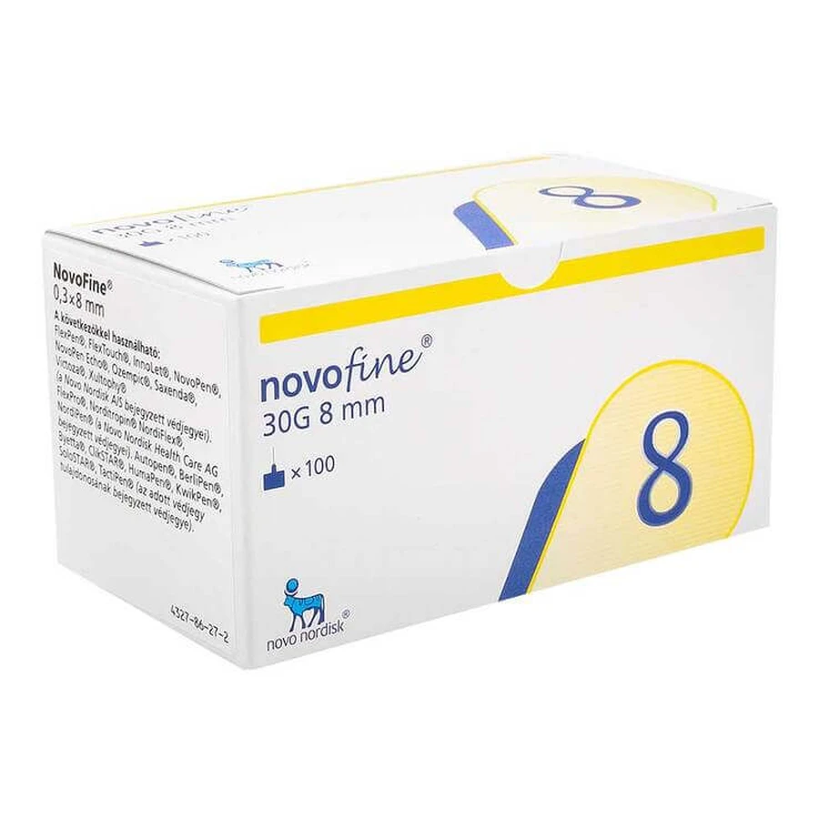 Novofine 8 naalden 0,30 x 8 mm CPC, verpakking van 100 stuks