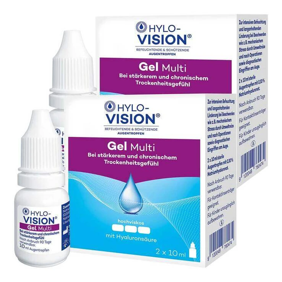 Collyre Hylo-Vision Gel Multi, 2 flacons de 20 ml