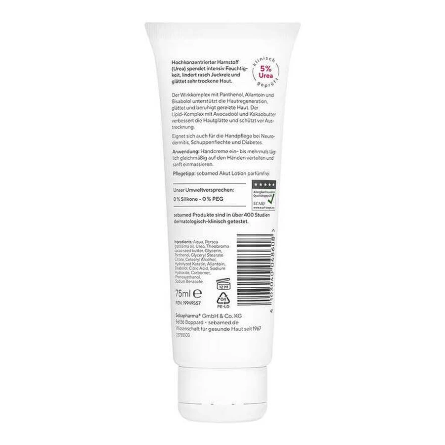 Sebamed Acute Handcrème met 5% ureum, geurvrij, 75 ml crème
