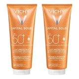 Lotion solaire Vichy Capital Soleil SPF 50+ pour le visage et le corps, lot de 2 flacons de 300 ml