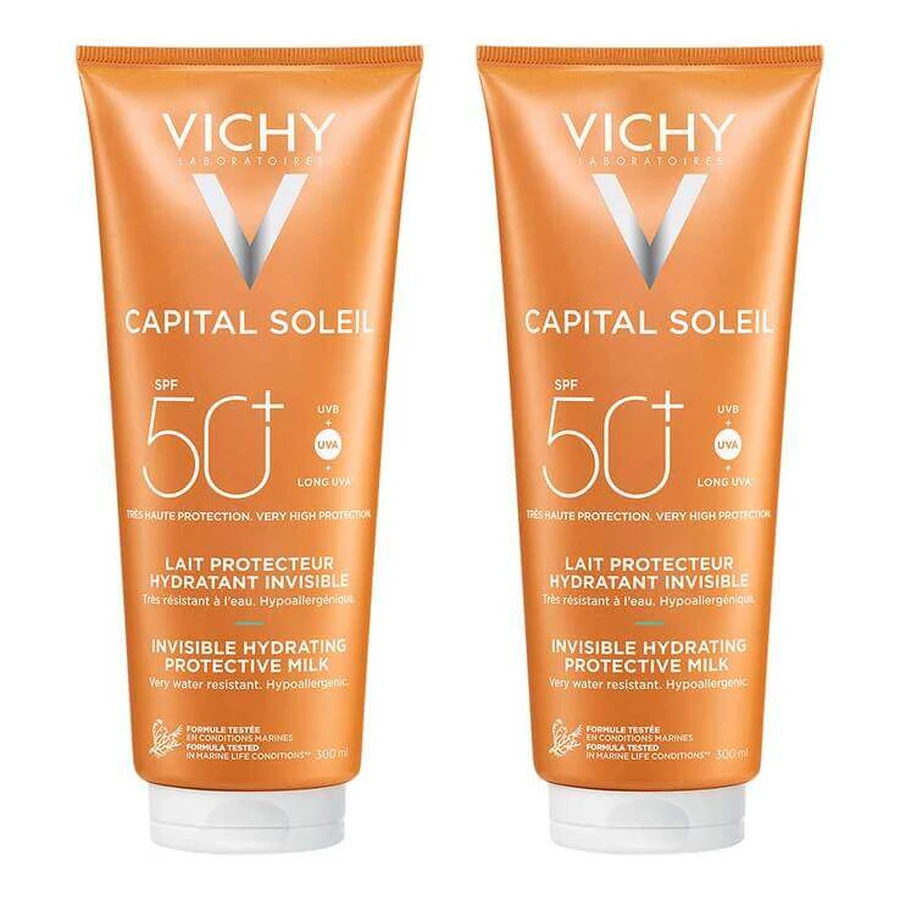 Vichy Capital Soleil Sonnenschutz-Milch LSF 50+ für Gesicht und Körper, 2x300 ml Milch